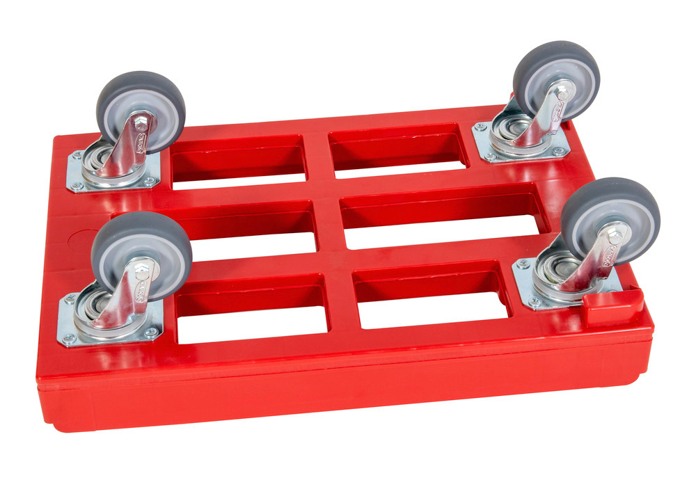 Dolly for Euronorm boxes, welded design, 610 x 410 mm, red - 2