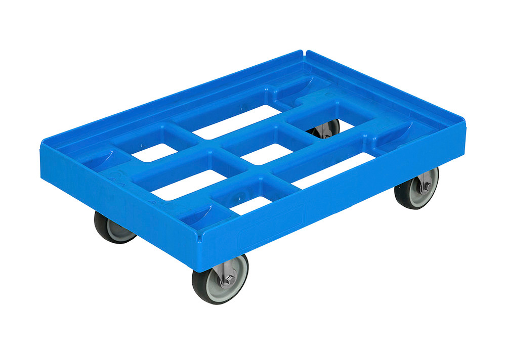 Transportroller für Euronorm-Kästen, aus HDPE, 610 x 410 mm, lichtblau
