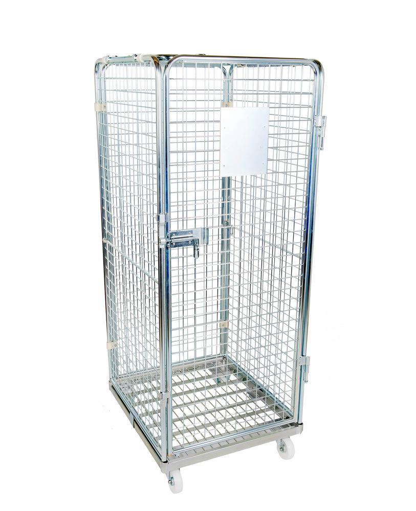 Roll box pallet anti-theft, with steel base, 5-sided, with 1 door, 724 x 800 x 1790 mm - 1