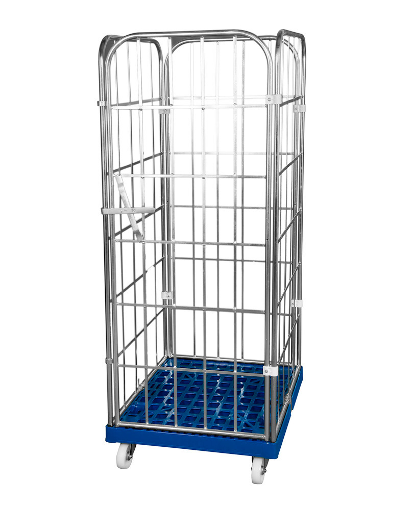 Logistic box, plastic dolly, 4 walls galvanised, front wall one part, 724 x 815 x 1850 mm - 1