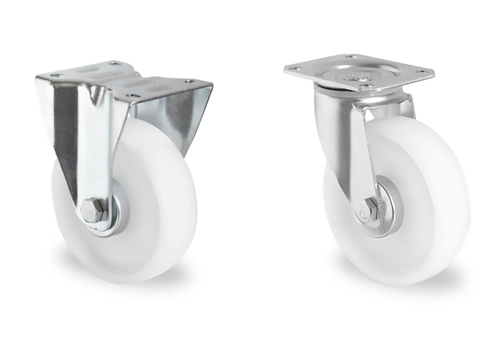 Extra cost for castor set in PA, 2 swivel castors and 2 fixed castors, ø 108 mm - 1