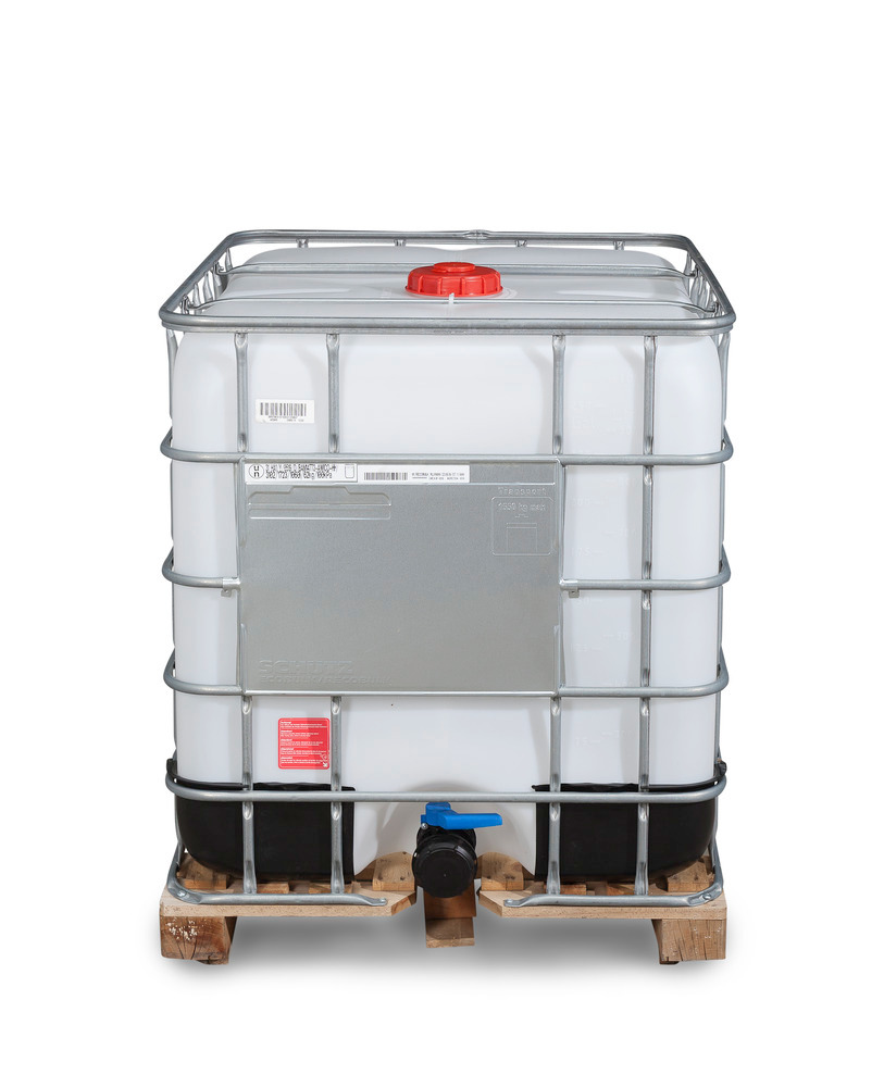 Recobulk IBC hazardous goods container, wooden pallet, 1000 litre, NW150 opening, NW80 drain - 1