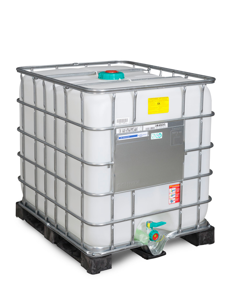 IBC Gefahrgut-Container, Ex-Ausführung, PE-Palette, 1000 Liter, Öffnung NW150, Auslauf NW50 - 1