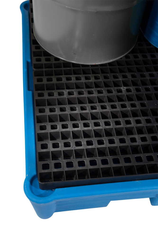 Spill pallet classic-line in polyethylene (PE) for 4 drums, with PE grid, 1330x1330x320 - 4