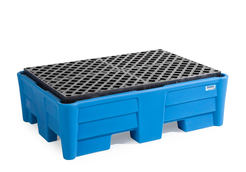 Spill pallet classic-line in polyethylene (PE) for 2 drums, with PE grid, 1330x930x410 - 1
