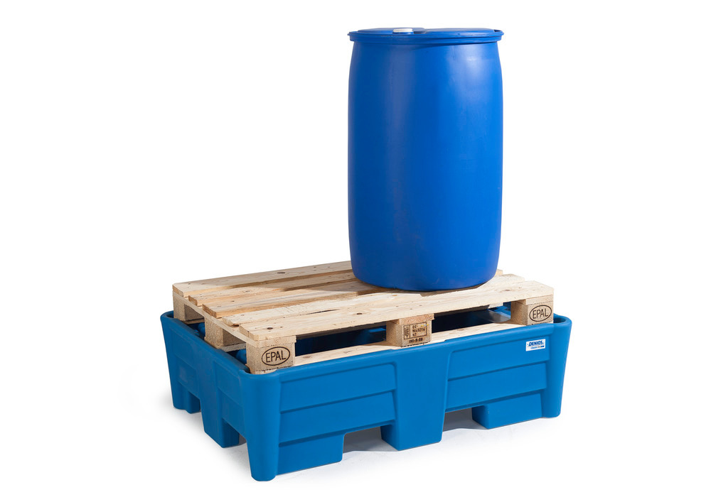 Spill Pallet, 2 Drum Spill Containment, Without grate, For acids- 66 Gal sump, 52"x36"x15" IN - 3
