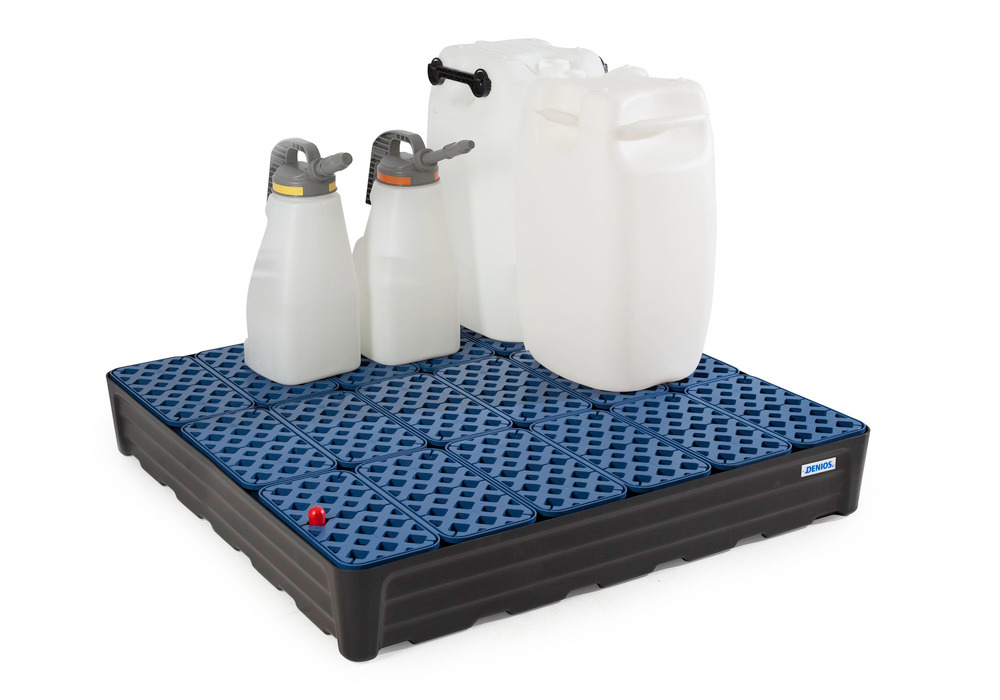 Vasca pro-line in polietilene (PE) per piccole confezioni, con grigliato, 205 litri, 1170x1170x180 - 2