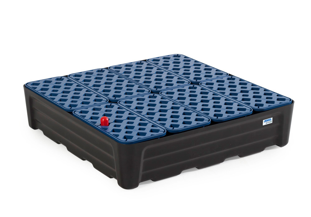 Cubeto para recipientes pequeños en polietileno (PE), con rejilla PE, 97 l, 784x784x185 mm, pro-line - 4