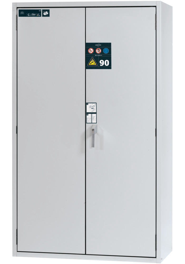 asecos brandwerende gasflessenkast G90.12, 1200 mm breed, dubbele deur, grijs - 2