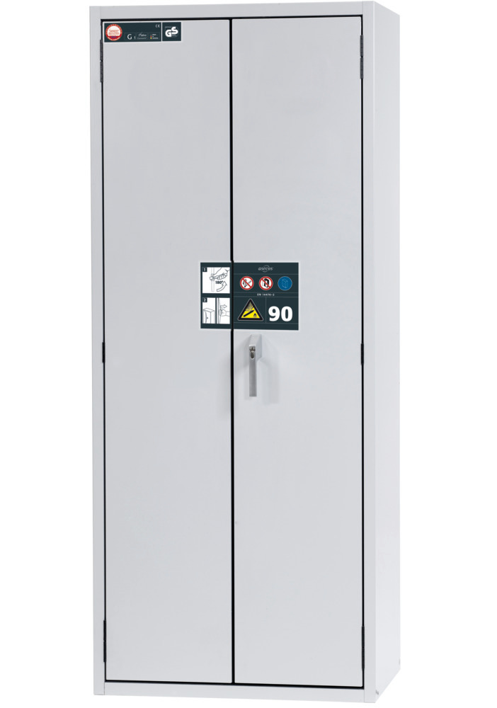 asecos brandwerende gasflessenkast G90.9, 900 mm breed, dubbele deur, grijs - 2