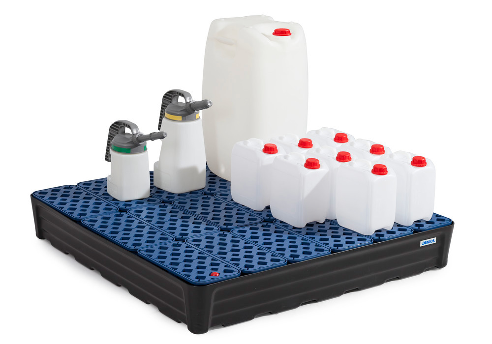 Vasca pro-line in polietilene (PE) per piccole confezioni, con grigliato, 205 litri, 1170x1170x180 - 6