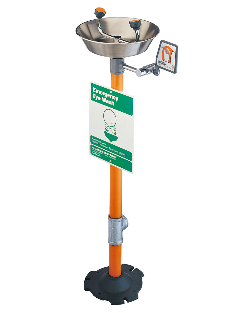 Eye / Face Wash - Pedestal Mounted - 2 Spray Heads - Orange ABS-Plastic Bowl - 1