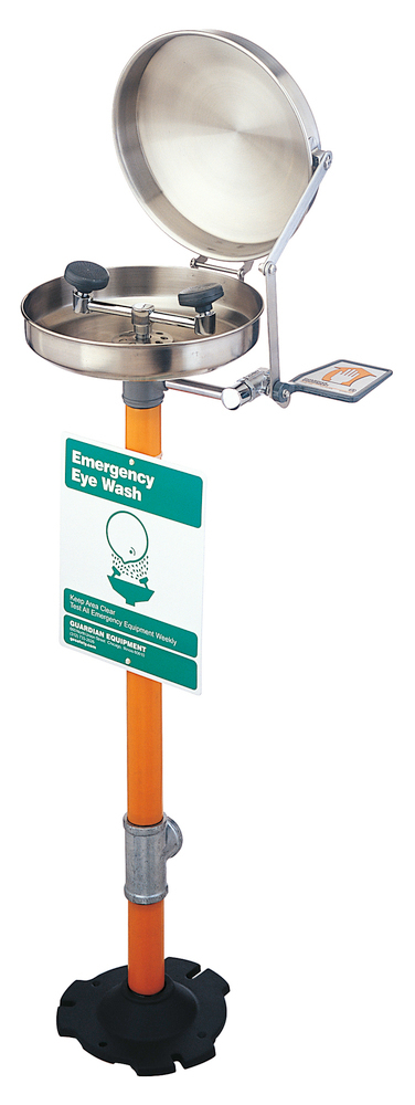 Eye / Face Wash - Pedestal Mounted - 2 Spray Heads - Stainless Steel Bowl and Cover - 1