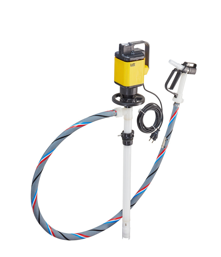 Lutz Drum Pump - For Corrosive Acids - 55" PVDF Tube - Electric - PVC Hose Included - 0205-203-1 - 1