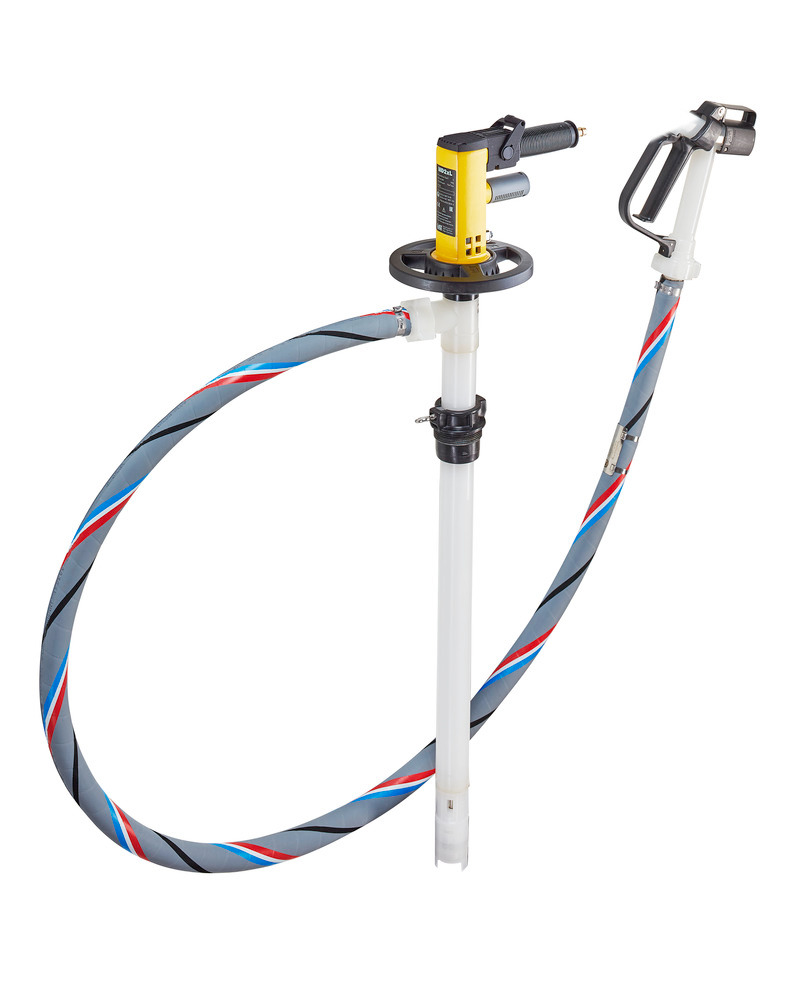 Lutz Drum Pump - For Corrosive Acid and Bases - 55" PVDF Tube - Air - PVC Hose Included - 0205-203-2 - 1