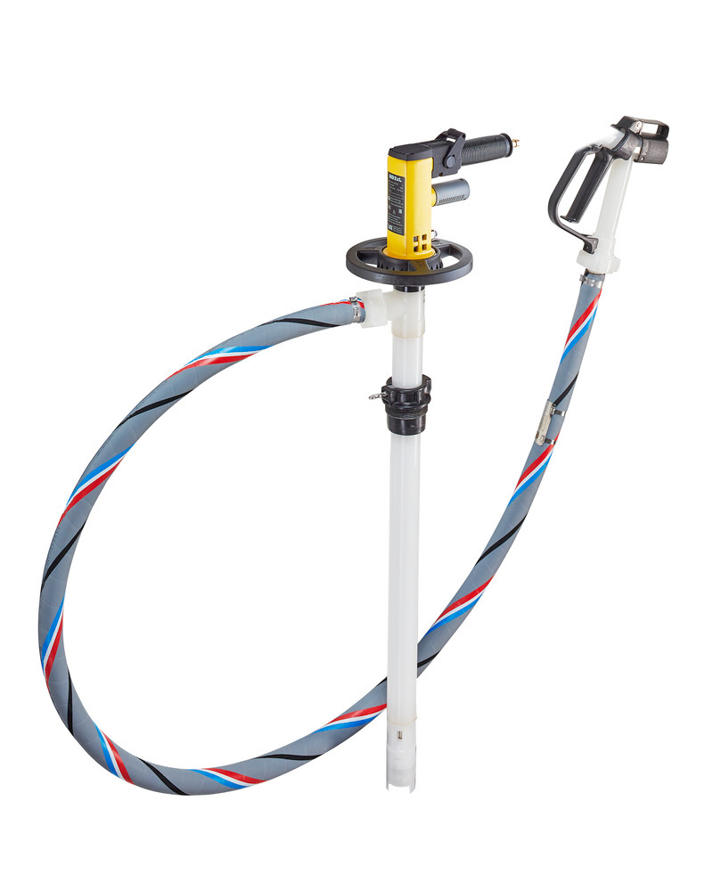 Lutz Drum Pump - For Corrosive Acid and Bases - 47" PVDF Tube - Air - PVC Hose Included - 0205-202-2 - 1