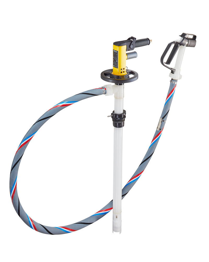 Lutz Drum Pump - For Corrosive Acid and Bases - 39" PVDF Tube - Air - PVC Hose Included - 0205-201-2 - 1