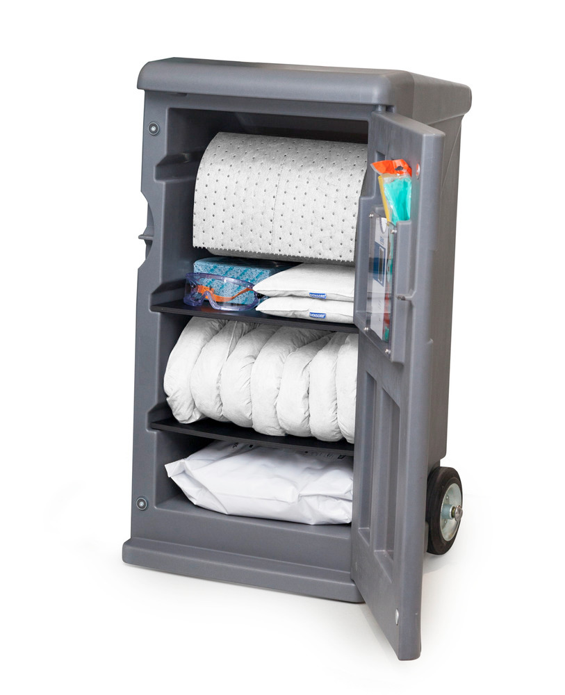 DENSORB mobile emergency set, absorbent materials in grey Caddy Medium, Oil version with granules - 1