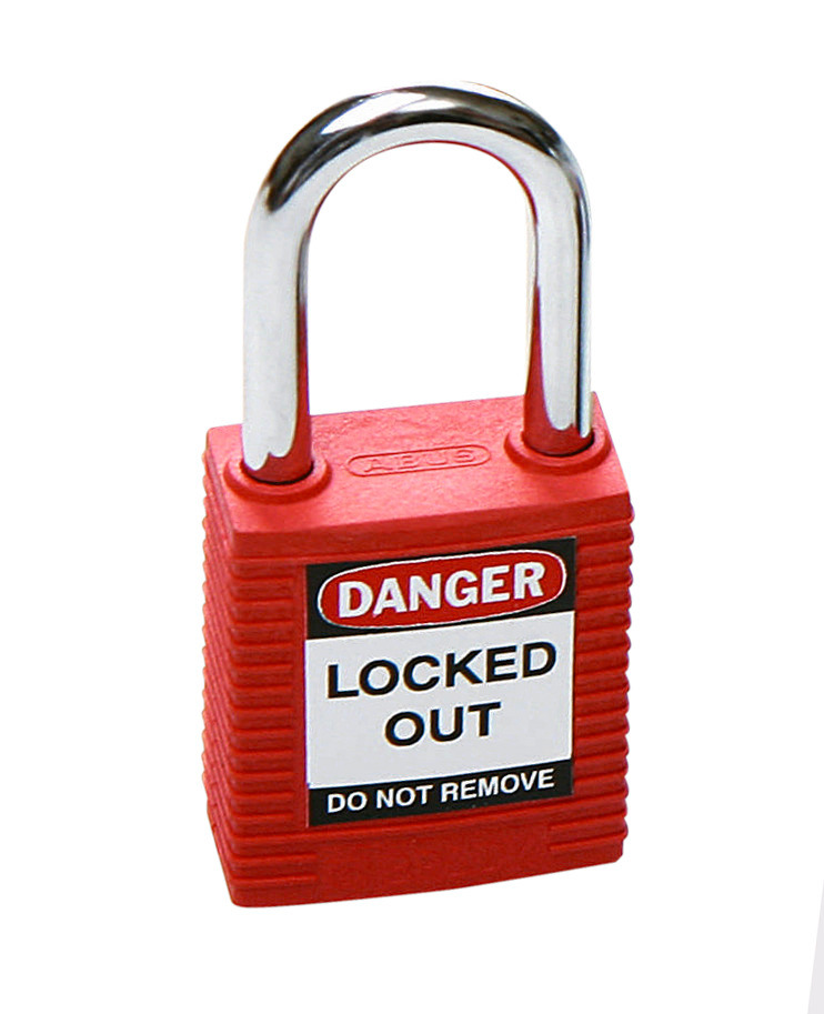 Safety lock with steel shackle, red, keyed to differ - 1