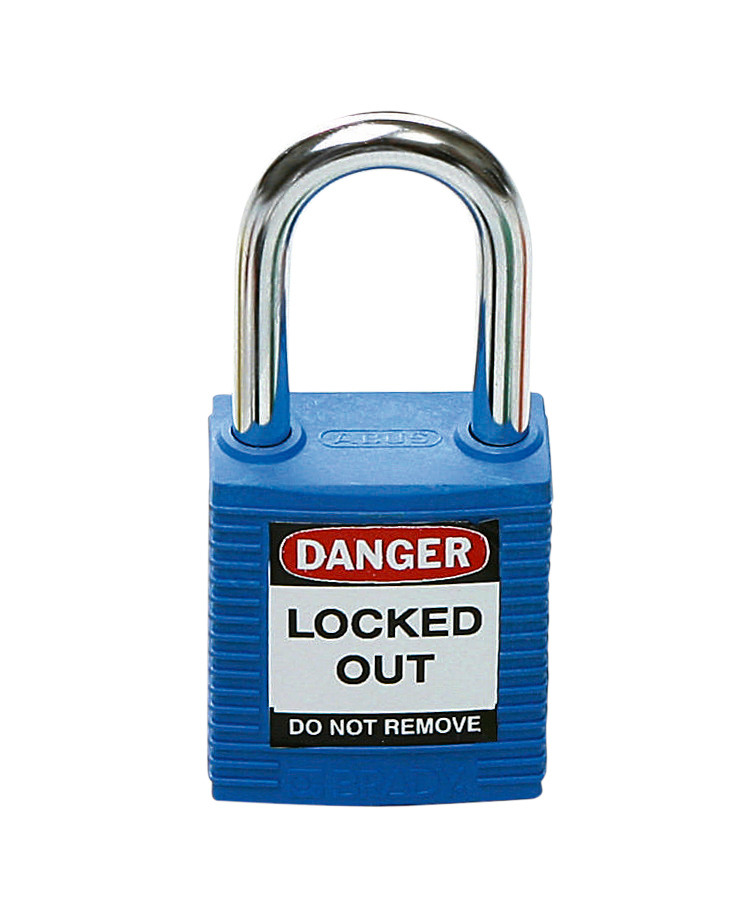 Safety lock with steel shackle, blue, keyed to differ - 1
