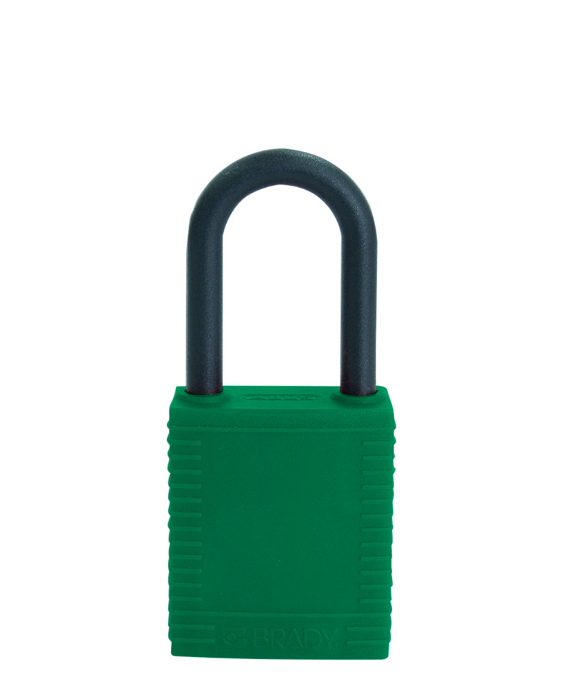 Safety lock with plastic coating, green, non-conductive - 1