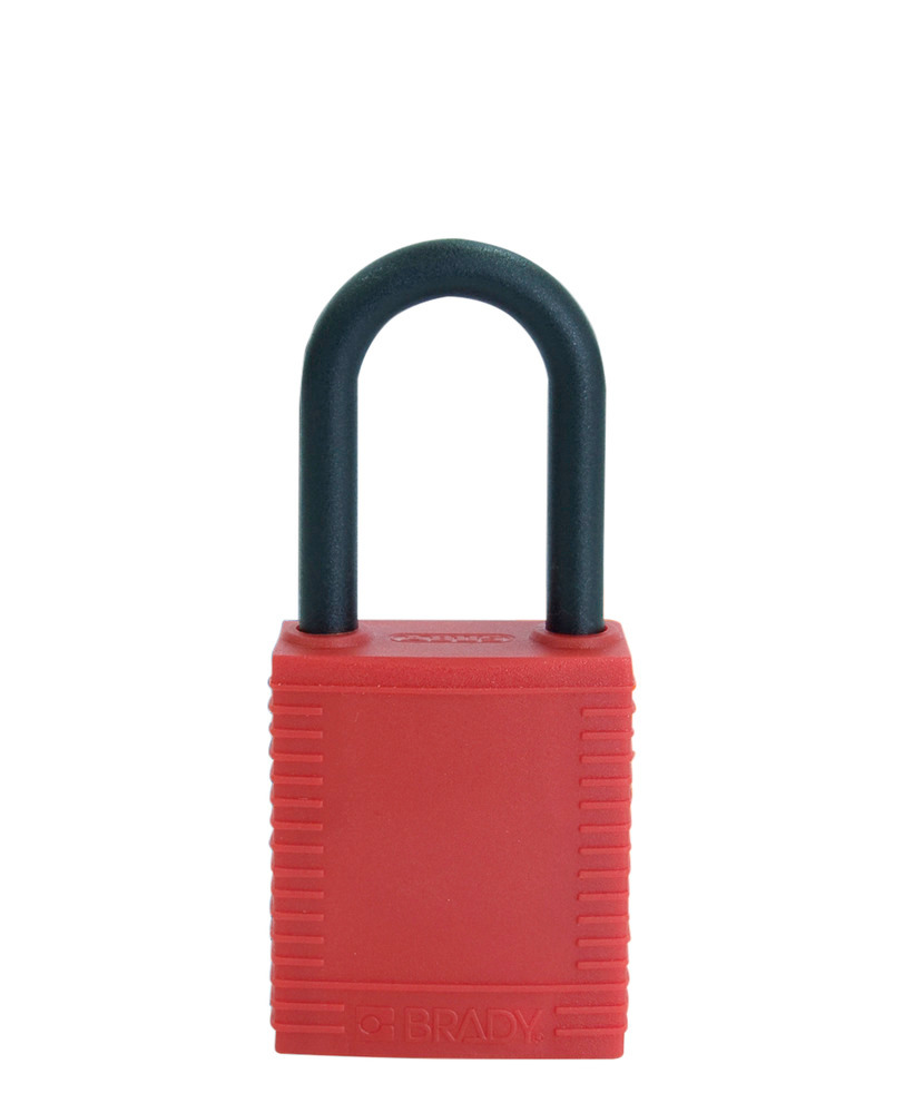 Safety lock with plastic coating, red, non-conductive - 1