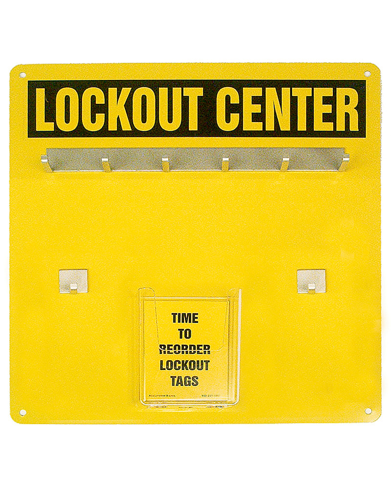 Aluminum Hanger Board Lockout Center - 6-Padlock Board with kit - only English - 14" x 14" - Yellow - 1