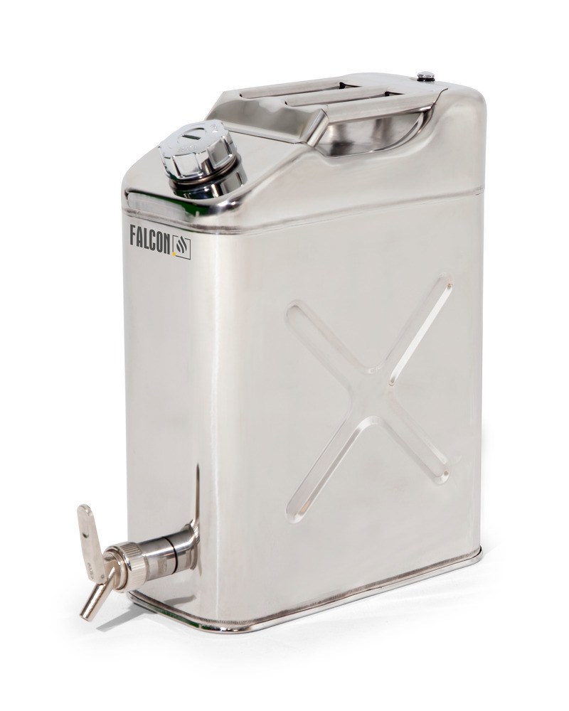 Safety Container - 20-Liter - Stainless Steel - Dosing Tap - Flammable and Aggressive Substances - 1