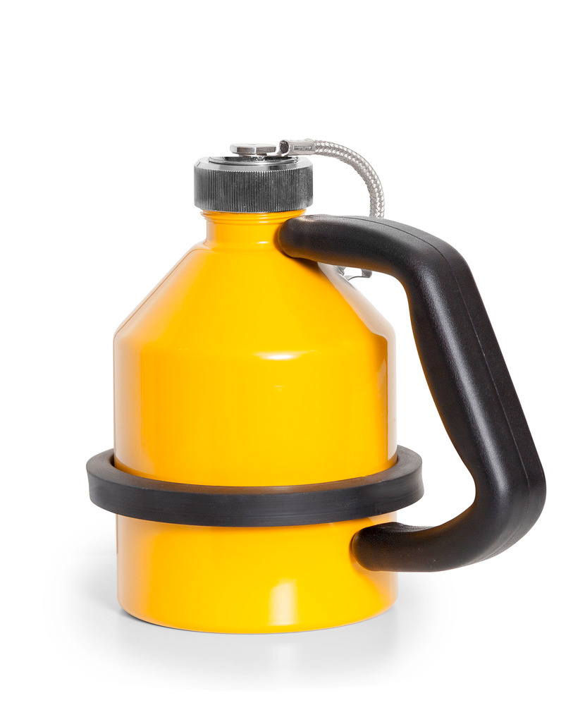 Safety Can - 1-Liter - Galvanized Steel - Screw Lid - Powder-Coated Yellow - Flammable Liquids - 1