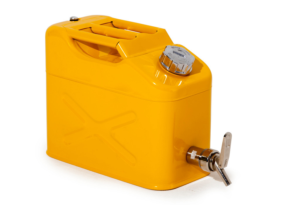 Safety Can - 10-Liter - Yellow - Fine Dosing Tap - Steel  - NBR Seal - 1