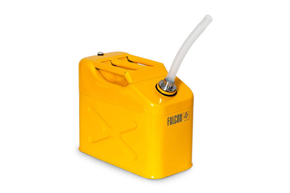 Safety Container - 10-Liter - Steel - Screw Lid - Dispensing Nozzle - Powder-Coated Yellow - 2