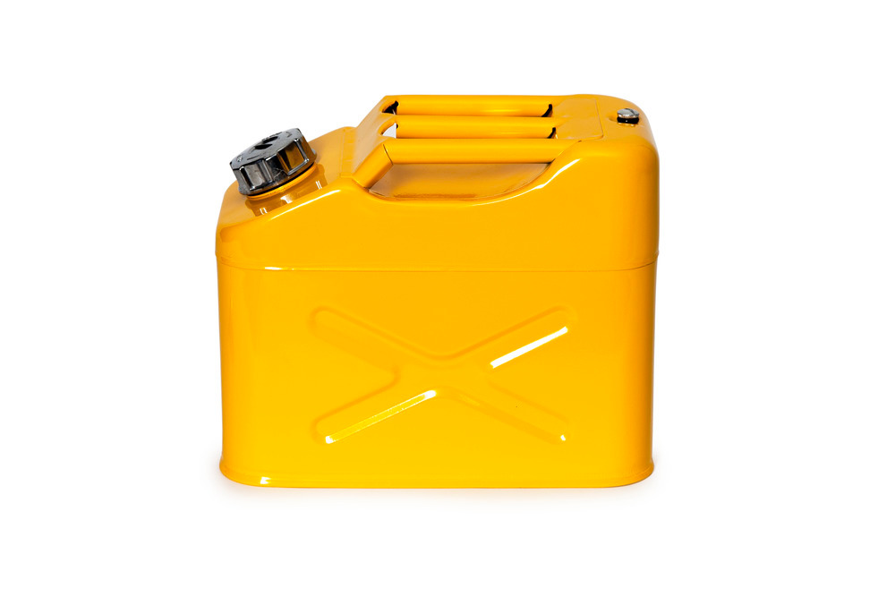 Safety Container - 10-Liter - Steel - Screw Lid - Dispensing Nozzle - Powder-Coated Yellow - 3
