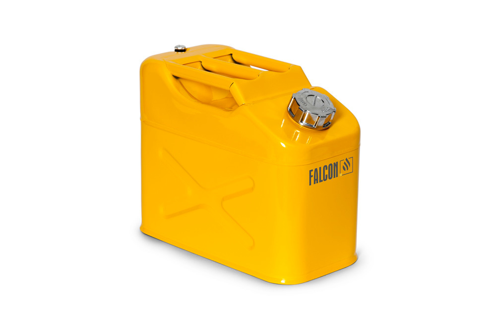 Safety Container - 10-Liter - Steel - Screw Lid - Dispensing Nozzle - Powder-Coated Yellow - 1