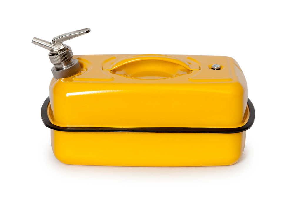 Safety Container - 10-Liter - Steel - Powder-Coated Yellow - Fine Dispensing Tap - 4