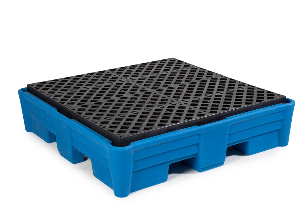 Poly Spill Pallet, 4 Drum Spill Containment, Poly Grating, best for acids and alkalis, 52"x52"x15" IN - 3