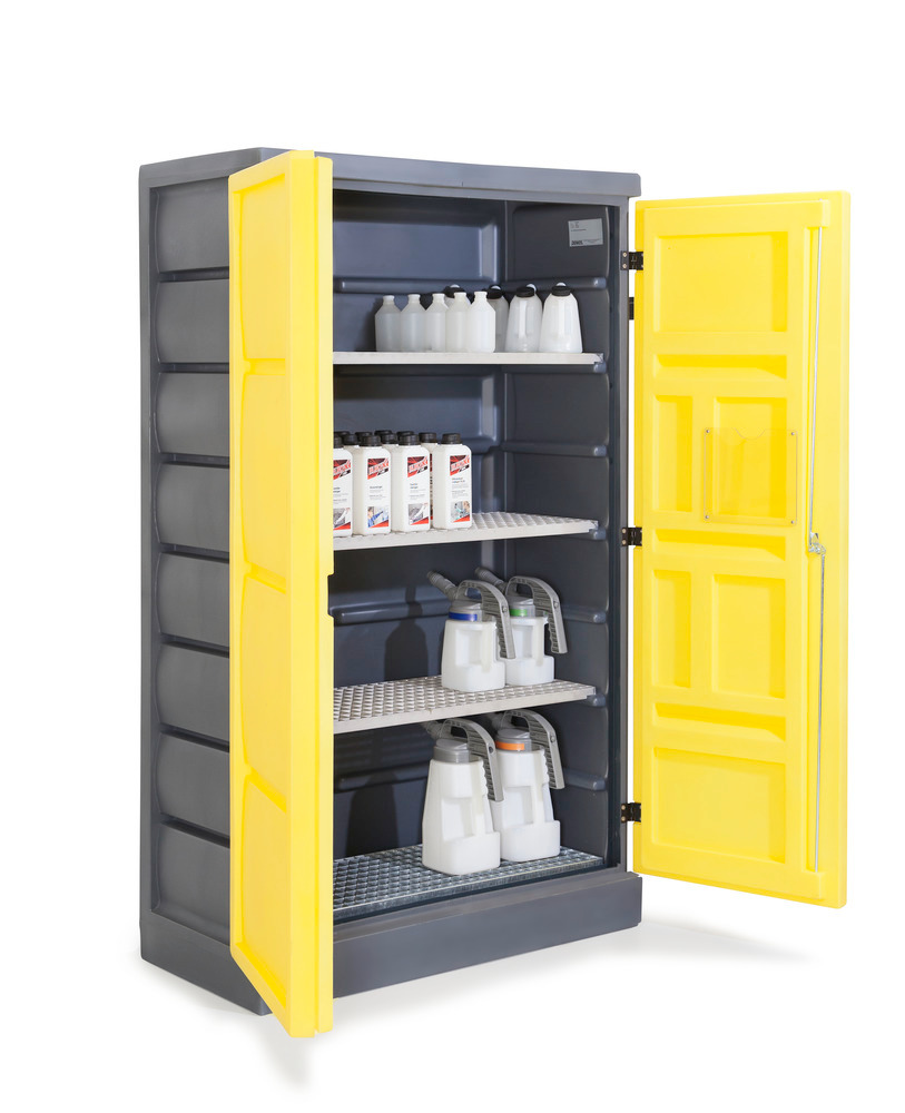 PolyStore Chemical Storage Cabinet - Stainless Steel Shelf - W 120 cm - Compliant Sump - PS 1220-4 - 2