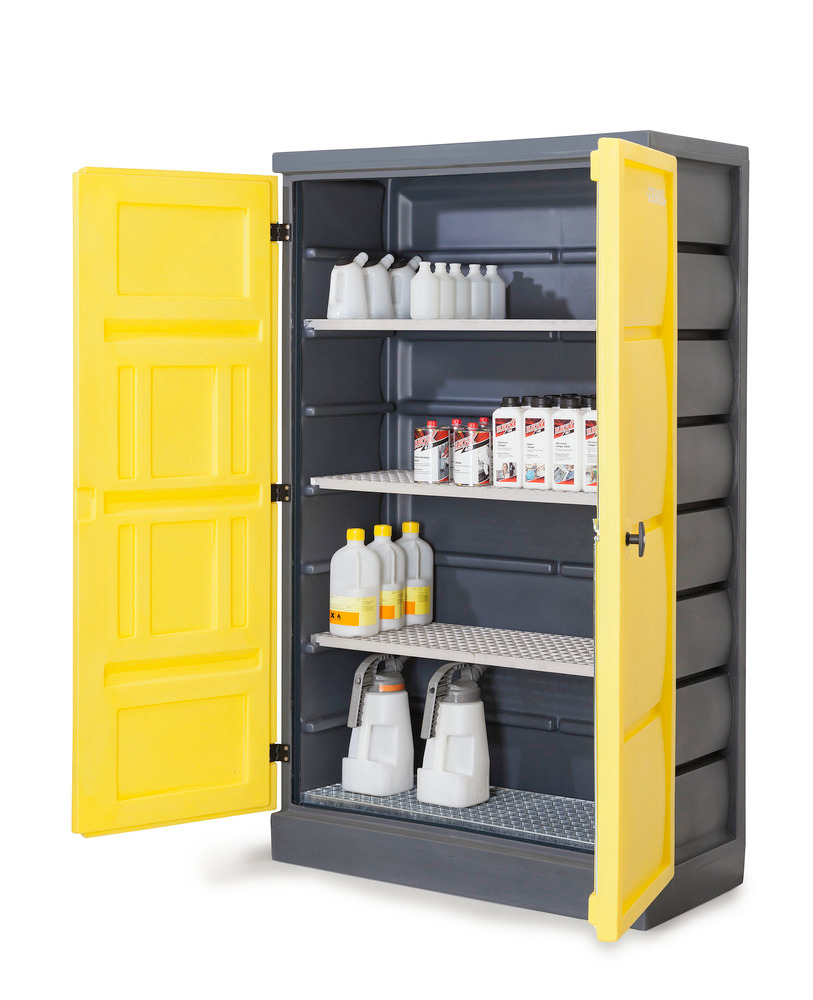 PolyStore Chemical Storage Cabinet - Stainless Steel Shelf - W 120 cm - Compliant Sump - PS 1220-4 - 1