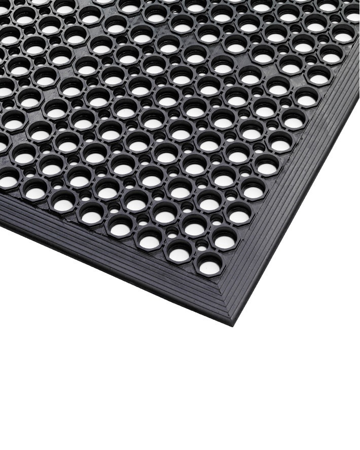 Ergonomic work safety matting ST 9.15, for wet environments, WxL 90x150 cm, black - 1