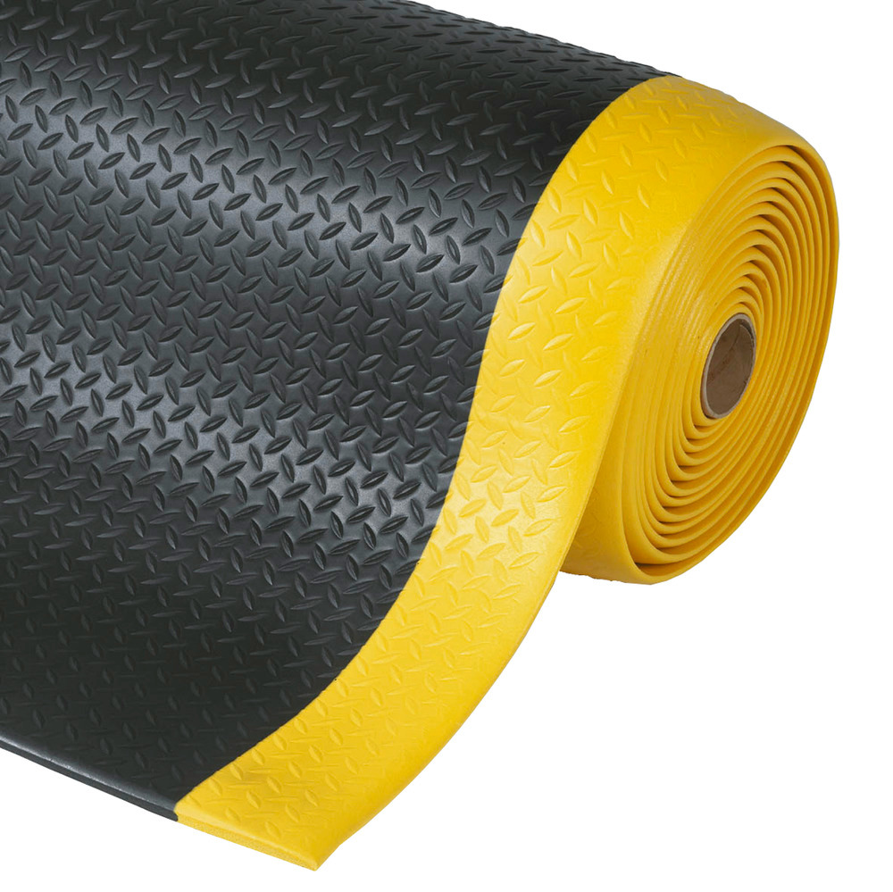 Anti-fatigue flooring for dry working areas, roll 0.9 x 18.3 m, black/ yellow - 1