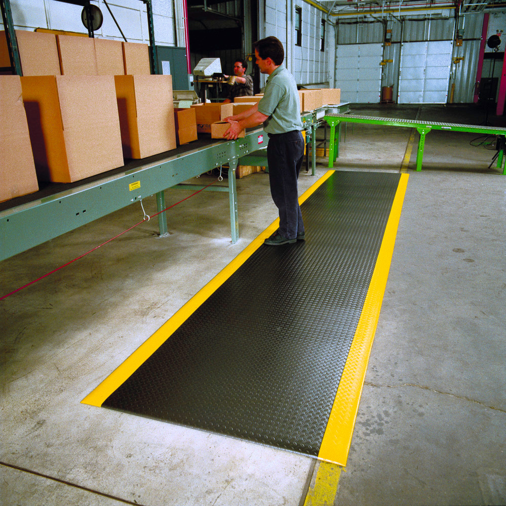 Antivermoeidheidsvloer voor droge werkplekken, mat DS 9.15, 0.9 x 1.5 m, zwart/geel - 2