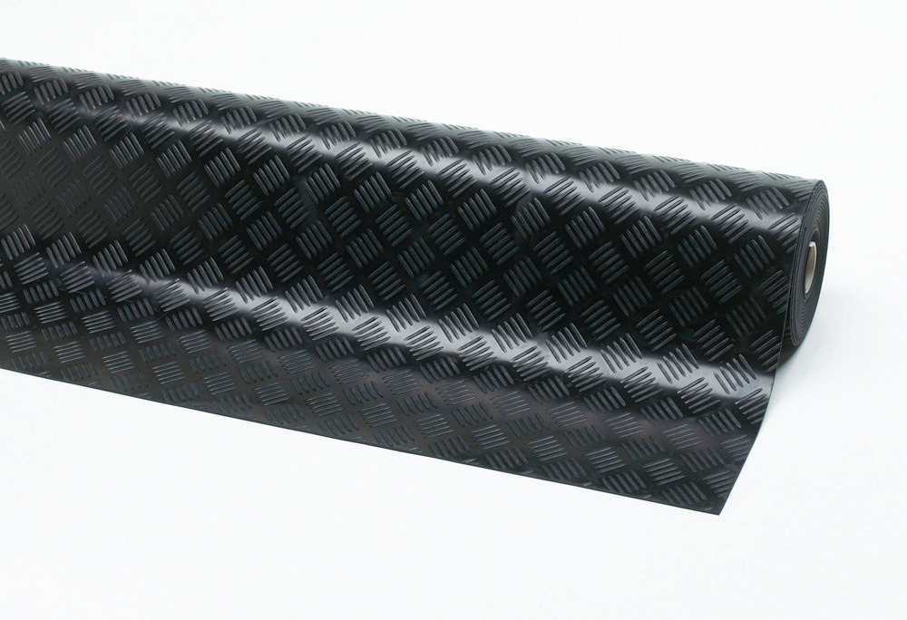 Tapis antidérapant en caoutchouc, résistant à l'huile, 140 cm x 10 m, noir - 1