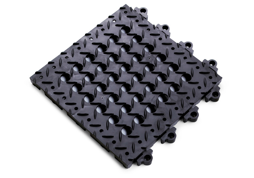 Protiúnavová dlaždice DF, z PVC, černá, 30,5 cm x 30,5 cm - 1