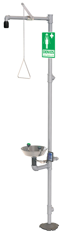 Full body and eye shower, G 1902, with a stainless steel basin for the eye and face shower - 1