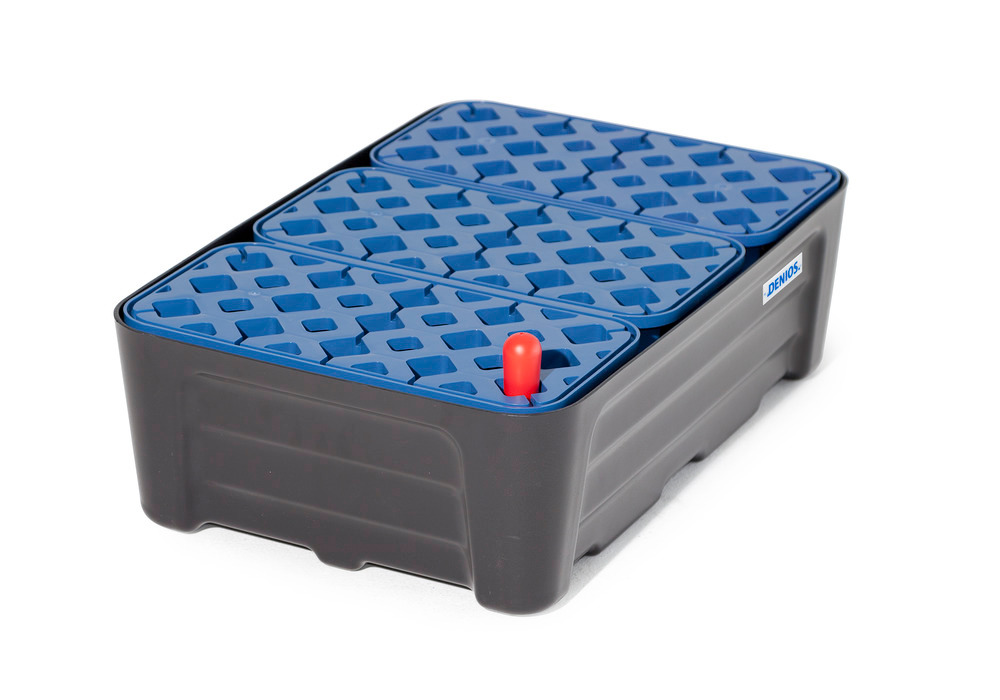 Poly Spill Containment Tray - 30 Liter - with Grating - Leak Indicator - Chemically Resistant - 1