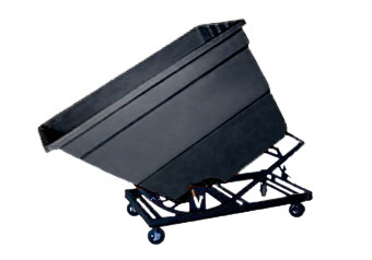 Self Dumping Hopper - Poly - 1.7 yd with Casters - Black - Dumps up to 40 degrees - Steel Tube Frame - 1