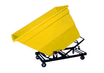 Self Dumping Hopper - Poly - 1.7 yd w Casters - Yellow - Dumps up to 40 degrees - Steel Tube Frame - 1