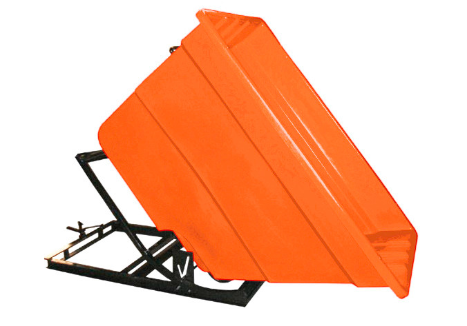 Self Dumping Hopper - Poly - 1.7 yd - Orange - Dumps up to 40 degrees - Steel Tube Frame - 1
