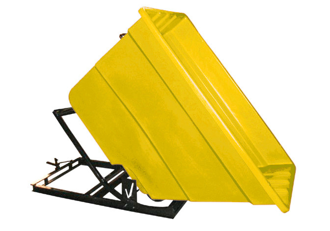 Self Dumping Hopper - Poly - 1.7 yd - Yellow - Dumps up to 40 degrees - Steel Tube Frame - 1