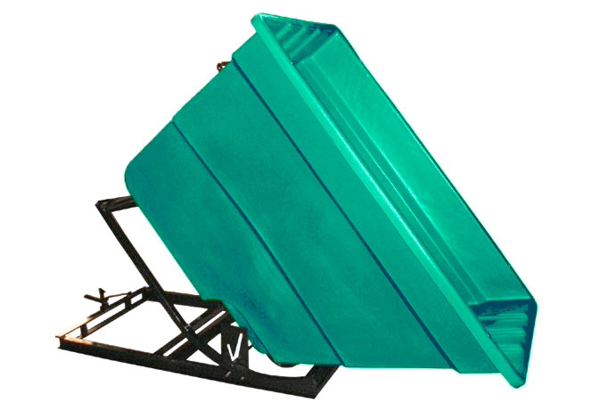 Self Dumping Hopper - Poly - 1.7 yd - Green - Dumps up to 40 degrees - Steel Tube Frame - 1