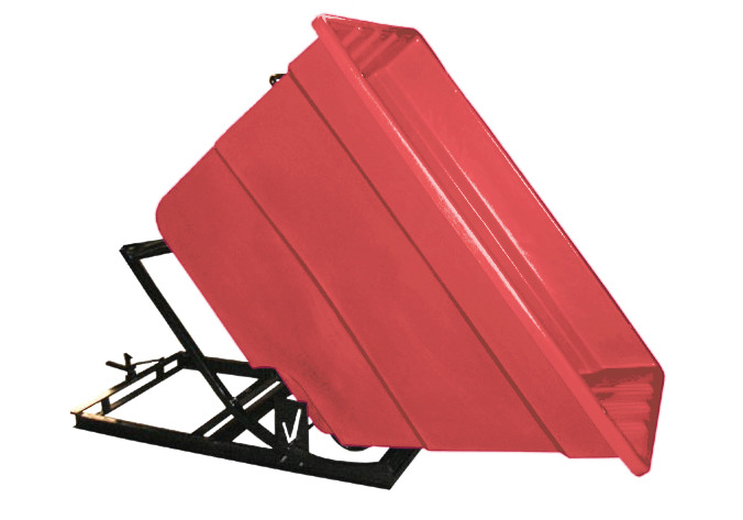 Self Dumping Hopper - Poly - 1.7 yd - Red - Dumps up to 40 degrees - Steel Tube Frame - 1